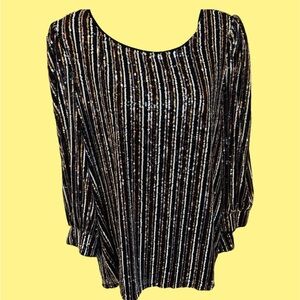 Cable & Gauge Half Sleeve Sequin Top Sz. Large